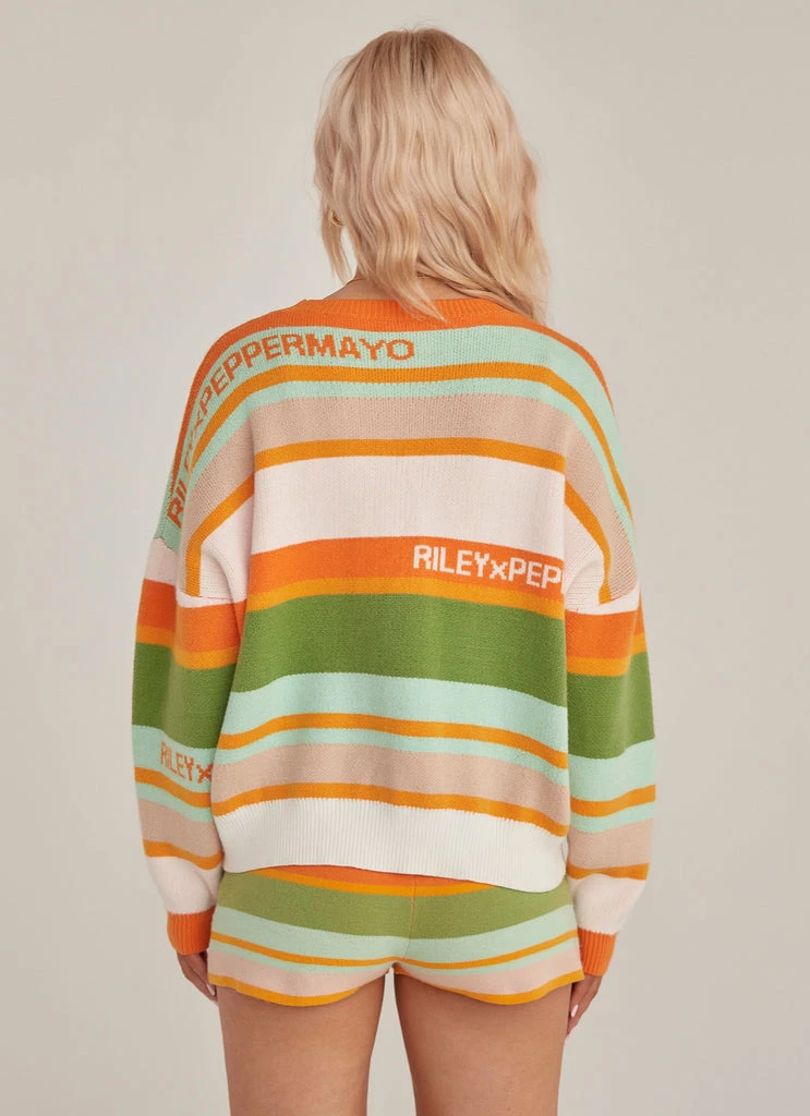Riley Hubatka X Peppermayo - Il Sole Knit Jumper - Melon Stripe 7 Riley Hubatka X Peppermayo - Il Sole Knit Jumper - Melon Stripe - Image 5