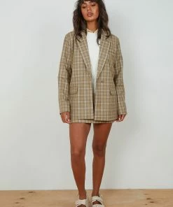 4th & Reckless 4th & Reckless - Chance Blazer - Beige Check -Outerwear Shop 12a3c70b94df40f4919965e6bc555340 1024x1024