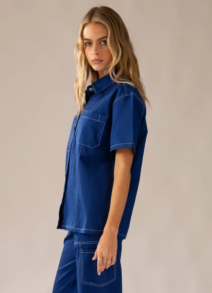 Peppermayo Exclusive - Painters Shirt Top - Blueprint 6 Peppermayo Exclusive - Painters Shirt Top - Blueprint - Image 4