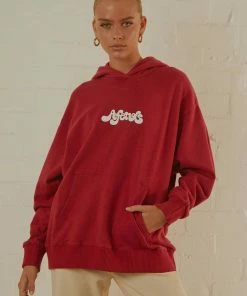 Afends - Grow Some Hemp Oversized Hood - Deep Red