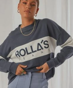 Rolla's Rolla's - Split Logo Sweater - Navy