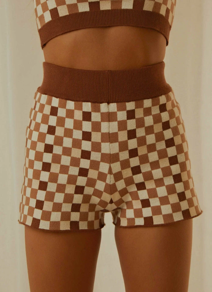 Peppermayo Exclusive - Remix It Knit Short - Choc Check 6 Peppermayo Exclusive - Remix It Knit Short - Choc Check - Image 4