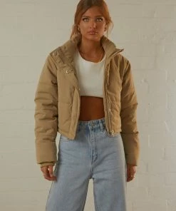 Cools Club - Crop Porter Puffer Jacket - Smoke