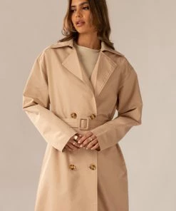 Peppermayo Exclusive - Hide And Chic Longline Trench Coat - Tan