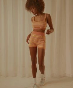 Peppermayo Exclusive - Rhodes Knit Shorts - Peach Multi Stripe