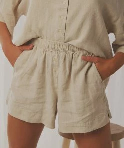 Nude Lucy - Nude Linen Lounge Short - Natural -Outerwear Shop 564656410c1b4d34aec763b81fb7b714 1024x1024
