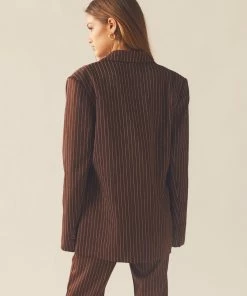 Peppermayo Exclusive - Talula Pinstripe Blazer - Chocolate -Outerwear Shop 5c61dab485634d97b1593e040a60df95 1024x1024