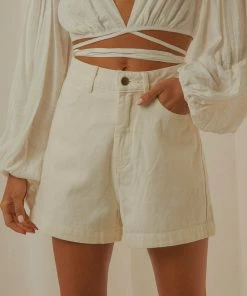 Afends - Seventy Threes Organic Denim Short - Off White