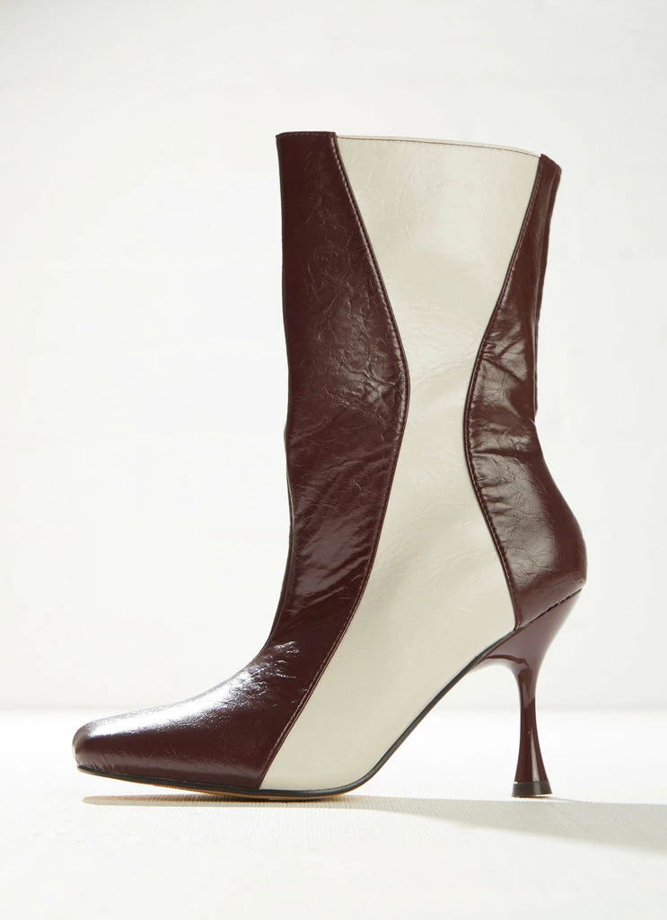4th & Reckless 4th & Reckless - Tiffany Ankle Boot - Maroon And Cream 6 4th & Reckless 4th & Reckless - Tiffany Ankle Boot - Maroon And Cream - Image 4