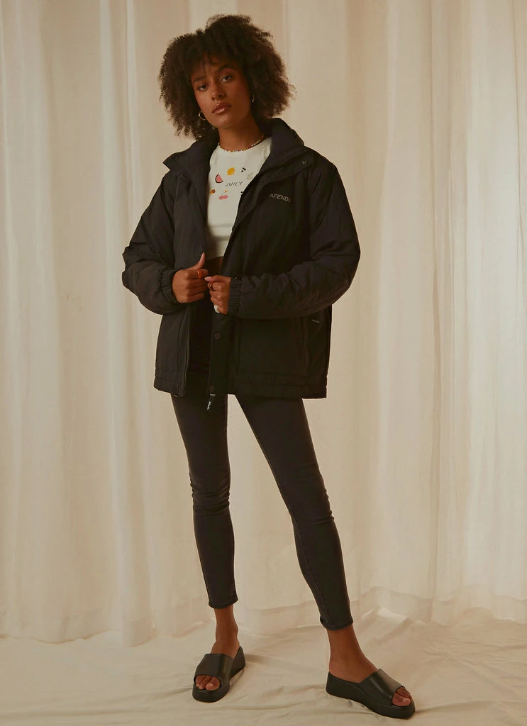 Afends - Streetlights Unisex Recyled Nylon Anorak - Black 6 Afends - Streetlights Unisex Recyled Nylon Anorak - Black - Image 4