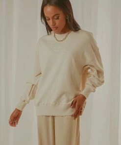 Thrills - Tonal Stacked Thrills Company Slouch Fit Crew - Unbleached -Outerwear Shop 92dccc2f59a645d09c487f01faa343eb 1024x1024