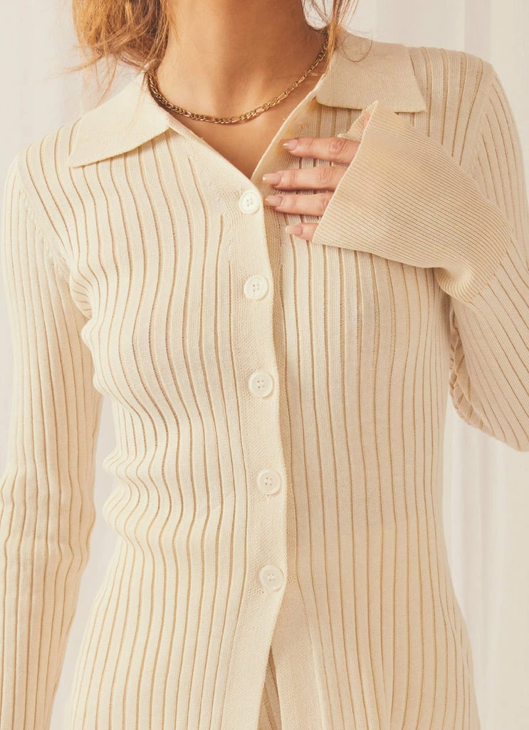 Peppermayo Exclusive - Ice Kissed Rib Knit Cardigan - Oatmeal 8 Peppermayo Exclusive - Ice Kissed Rib Knit Cardigan - Oatmeal - Image 6