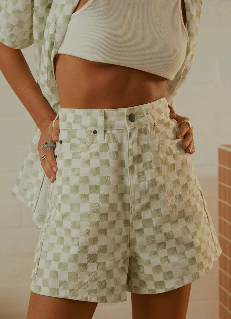 Cools Club - Jean Short - Sage Checker 5 Cools Club - Jean Short - Sage Checker - Image 3