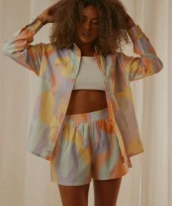 Peppermayo Exclusive - Emme Linen Shirt - Pastel Wave