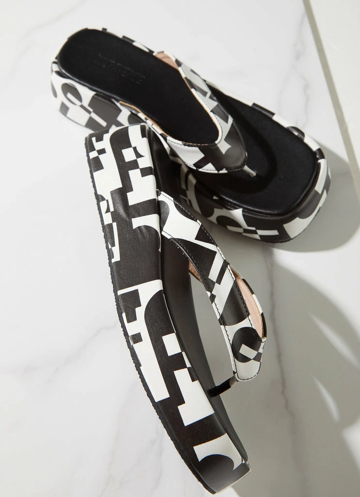 Cult Avenue - Minelli Sandals - Black And White Geo 5 Cult Avenue - Minelli Sandals - Black And White Geo - Image 3