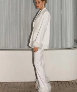 Peppermayo Exclusive - Shake It Off Feather Blazer - Snow -Outerwear Shop Peppermayo NYE ShakeItOffFeatherBlazer 2 1024x1024