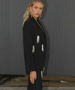 Peppermayo Exclusive - Taking Chances Rhinestone Blazer - Onyx -Outerwear Shop Peppermayo NYE Taking hanges blazer 2 1024x1024