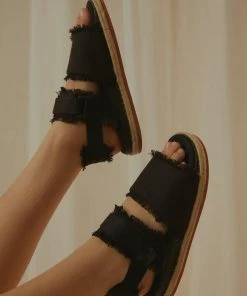 Superga - 1911 Fringed Sandal Organic Canvas Rope - 005 Black