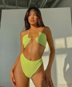 Vacancy Supply - Sundance High Waisted Bottoms - Lime -Outerwear Shop VAC SWIM HEATWAVE CROPS LIME 45 1024x1024