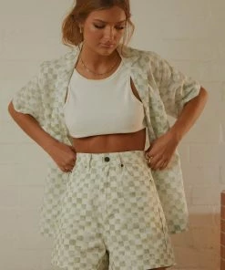 Cools Club - Jean Short - Sage Checker 9 Cools Club - Jean Short - Sage Checker -Outerwear Shop b2b43bd8ce6142e69b40c9f1ba80c483 1024x1024