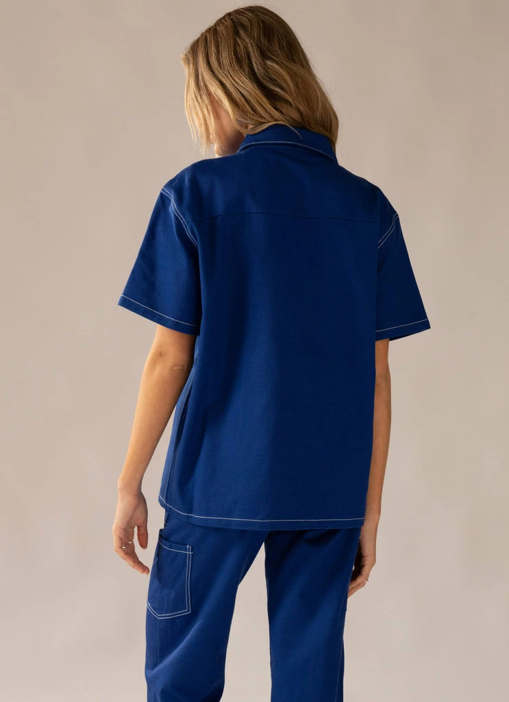 Peppermayo Exclusive - Painters Shirt Top - Blueprint 7 Peppermayo Exclusive - Painters Shirt Top - Blueprint - Image 5