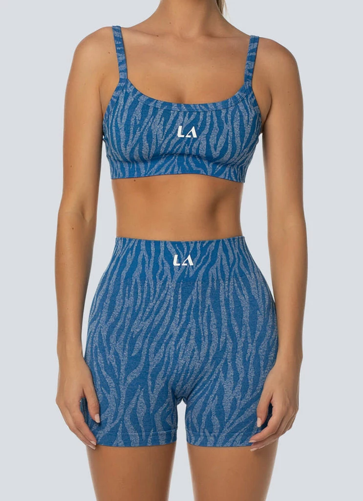 LaHana Swim - Fleur Biker Short - Blue Zebra 4 LaHana Swim - Fleur Biker Short - Blue Zebra - Image 2