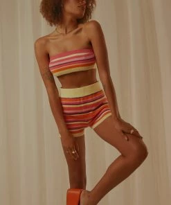 Peppermayo Exclusive - By Chance Knit Shorts - Pink Multi Strip