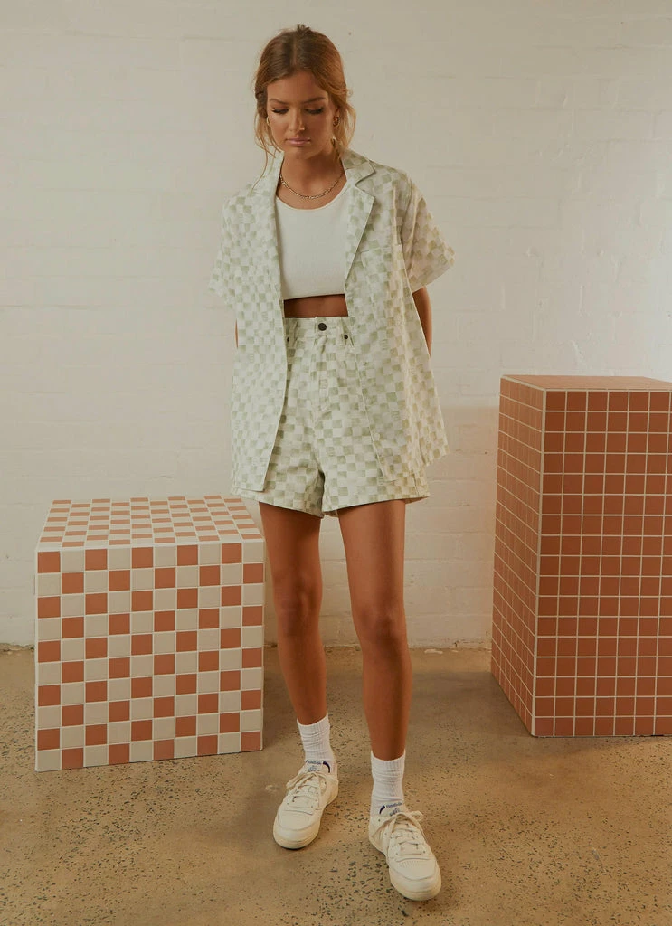 Cools Club - Jean Short - Sage Checker 6 Cools Club - Jean Short - Sage Checker - Image 4