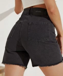 Outerwear Shop 19 Afends - Shelby Cut Off Denim Short - Stone Black