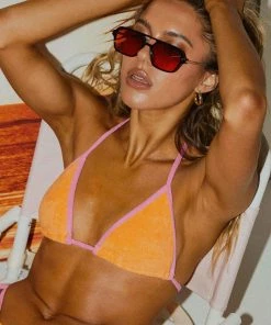 Peppermayo Exclusive - Holidae Triangle Bikini Top - Orange Towelling