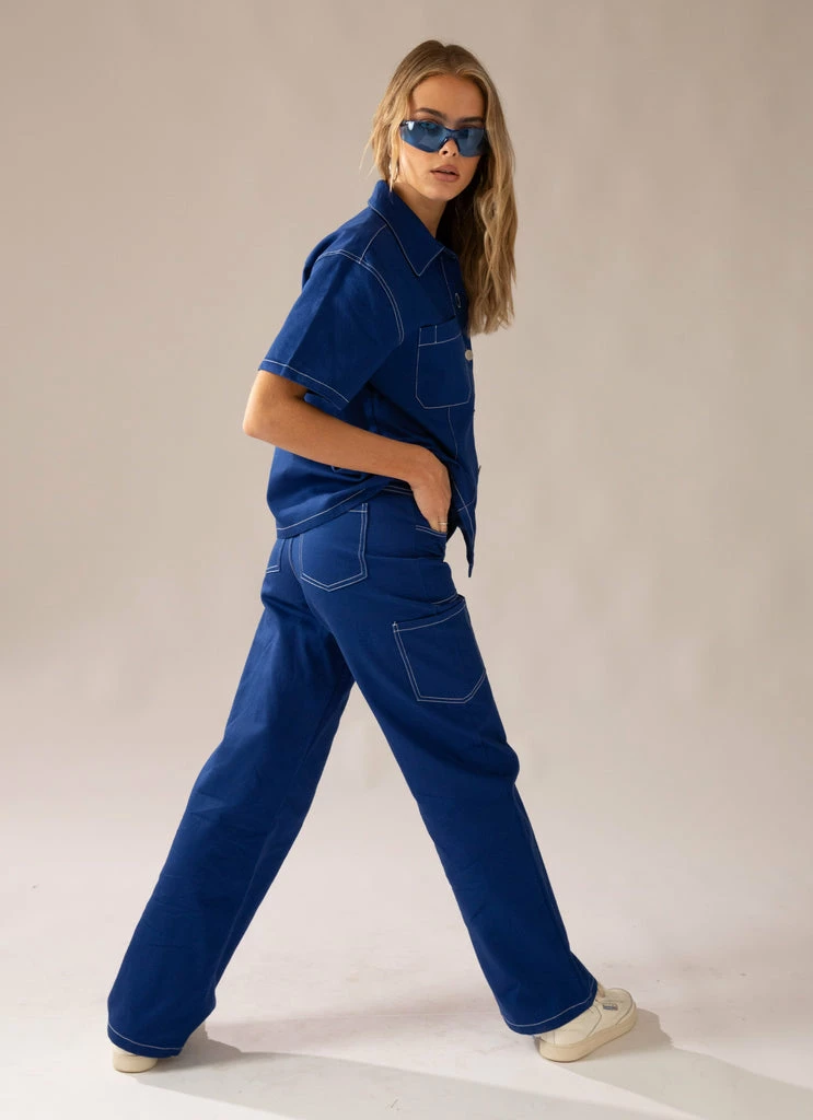 Peppermayo Exclusive - Painters Shirt Top - Blueprint 4 Peppermayo Exclusive - Painters Shirt Top - Blueprint - Image 2