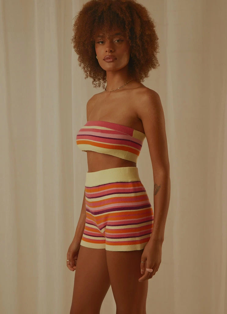 Peppermayo Exclusive - By Chance Knit Shorts - Pink Multi Strip 5 Peppermayo Exclusive - By Chance Knit Shorts - Pink Multi Strip - Image 3